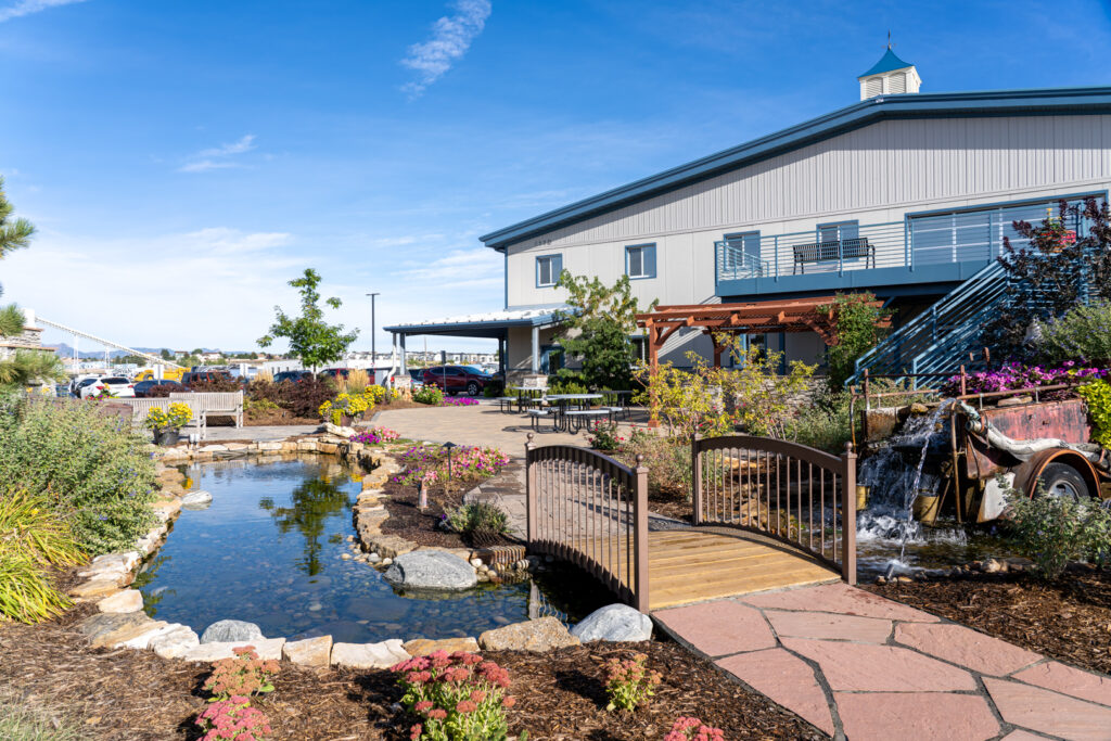 timberline one headquarters with garden and pond